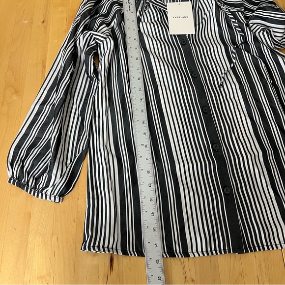 NWT! Everlane Gathered Shirt Butterlite Striped Button Front Women Size XXS - Picture 6 of 13
